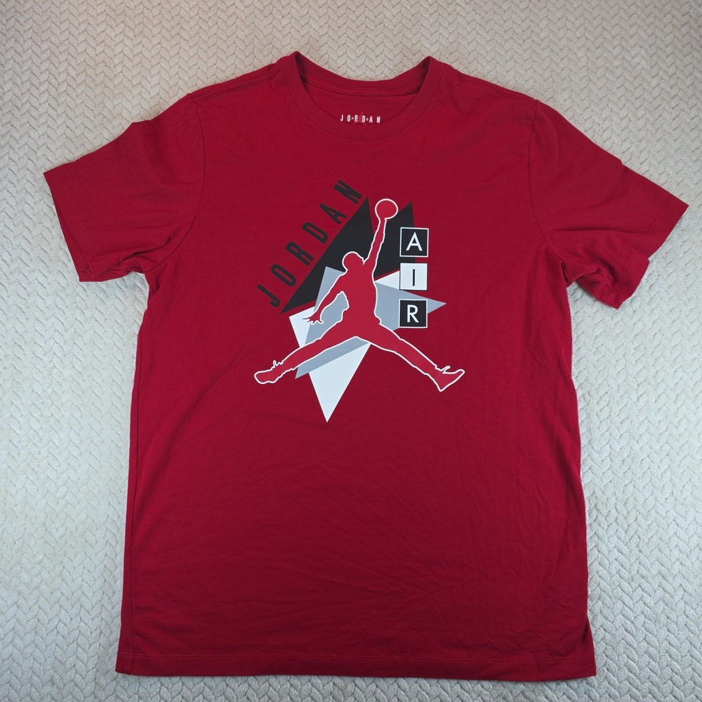 Jordan Jumpman Air Mens Red Graphic T-Shirt Size Large Short Sleeve Basketball